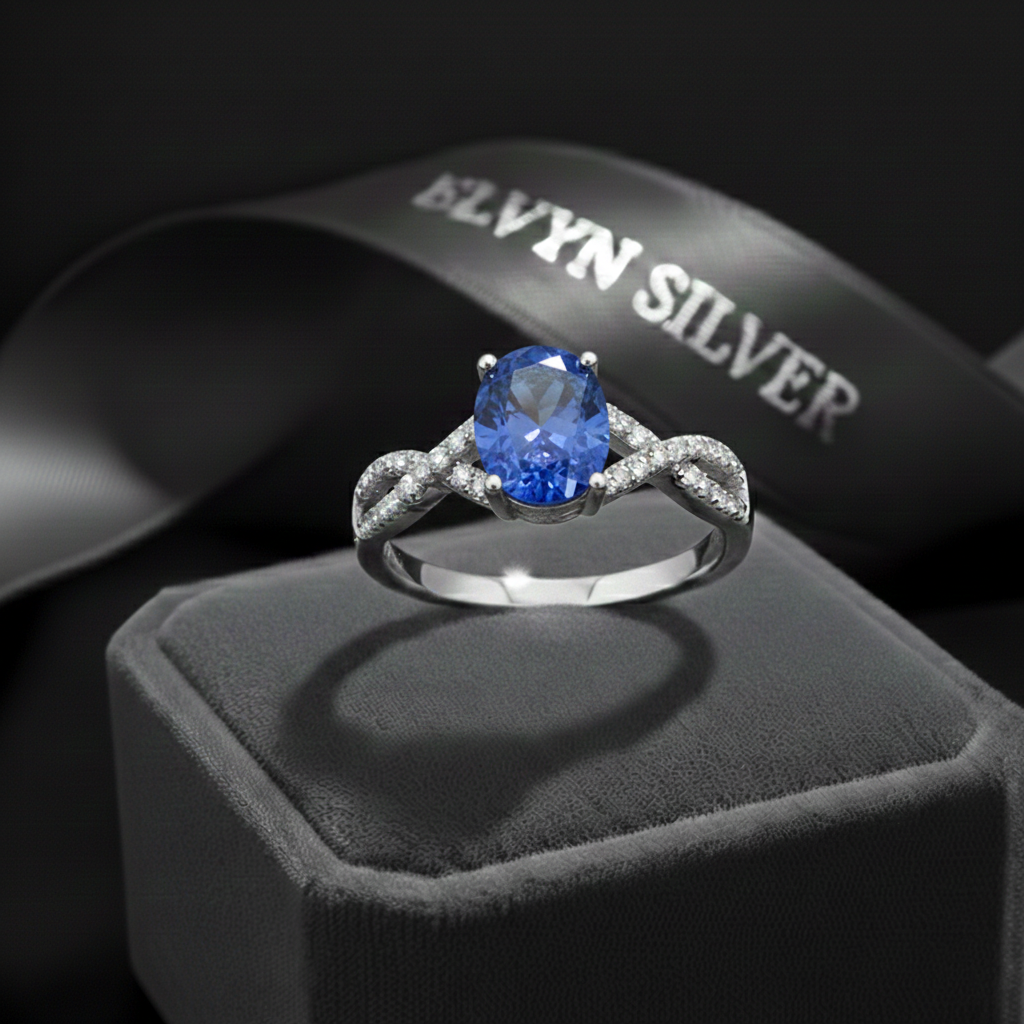 Elvyn Oval Morganite Twist Band 925 Sterling Silver Ring (Pure Chandi)