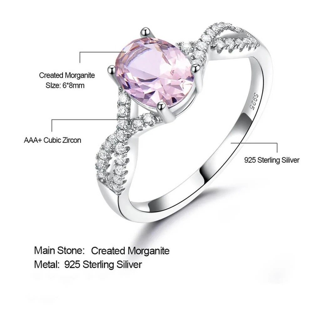 Elvyn Oval Morganite Twist Band 925 Sterling Silver Ring (Pure Chandi)